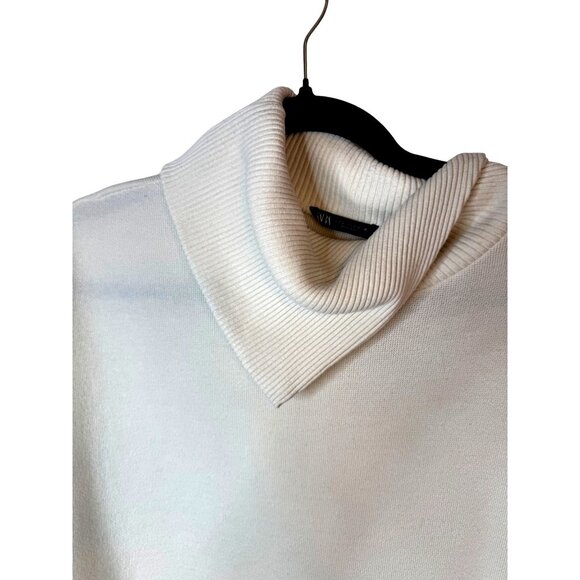 NWOT ZARA Cream Large Ribbed Turtleneck Poncho Sweater - Picture 13 of 16